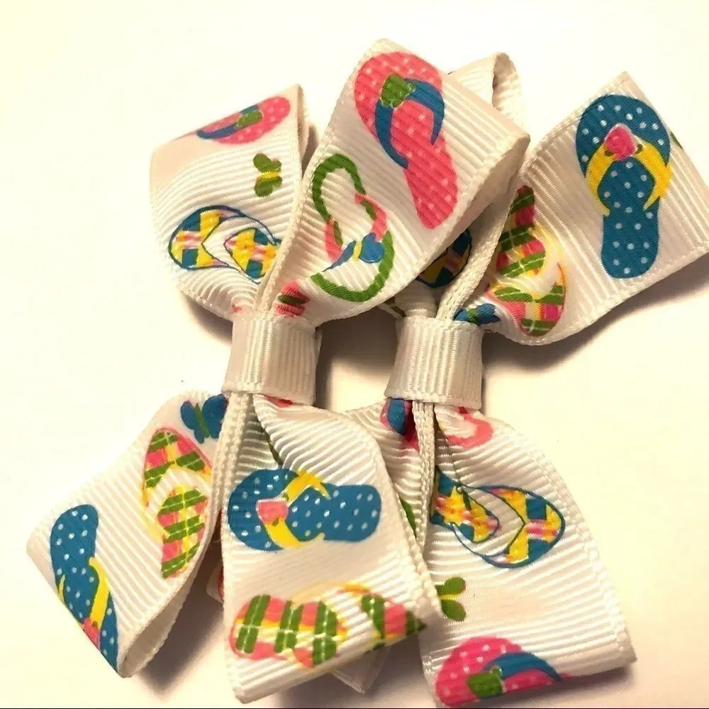 Bow pair hair bows accessories flip flops sandals